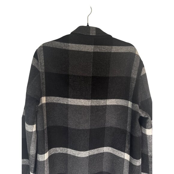 ZARA Womens Medium Gray & Black Plaid Wool Blend Coat - Picture 8 of 16